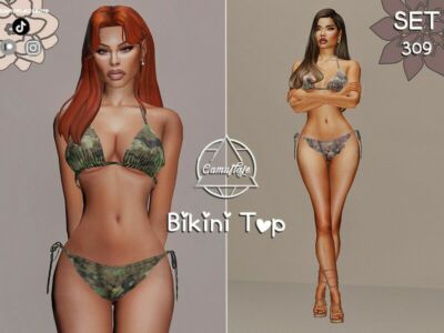 Camouflage Bikini TOP Sims 4 CC