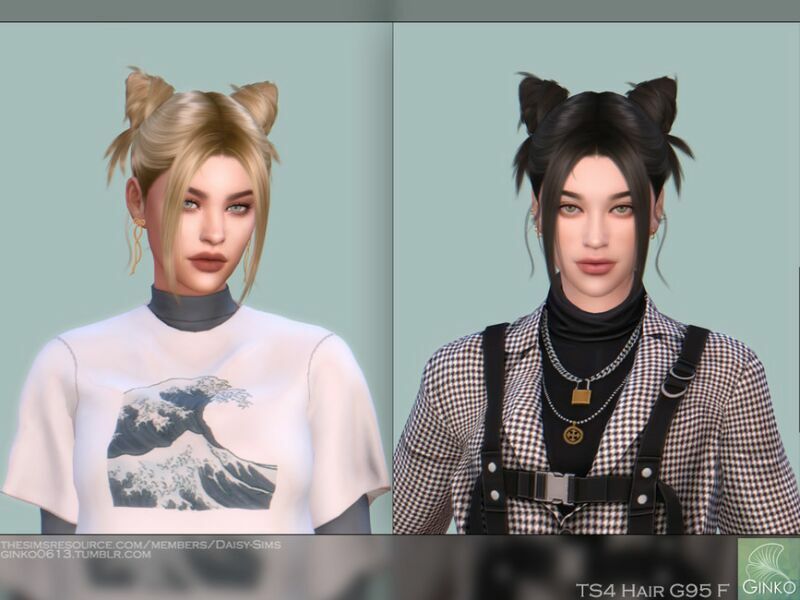 CAT EAR Buns Hair – G95 By Daisy-Sims Sims 4 CC