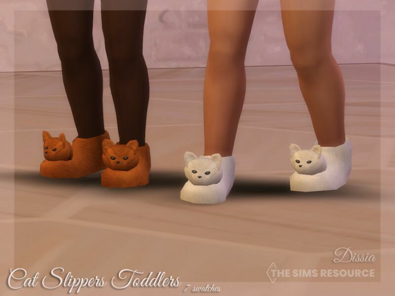 CAT Slippers Toddlers By Dissia Sims 4 CC