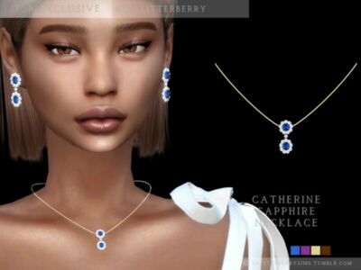 Catherine Sapphire Necklace By Glitterberryfly Sims 4 CC