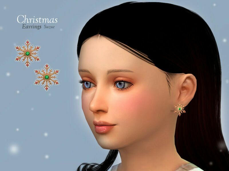 Christmas Earrings Child By Suzue Sims 4 CC