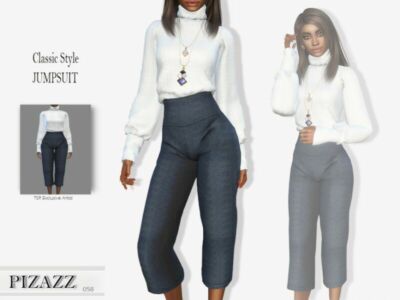 Classic Style Jumpsuit By Pizazz Sims 4 CC