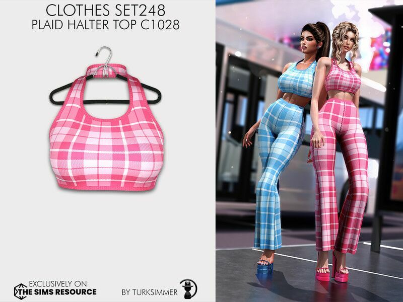 Clothes SET248 – Plaid Halter… By Turksimmer Sims 4 CC