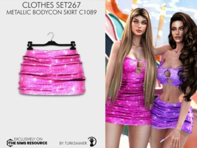 ‘Clothes SET267 – Metallic Bodycon Skirt C1089 For / Everyday’ Sims 4 CC