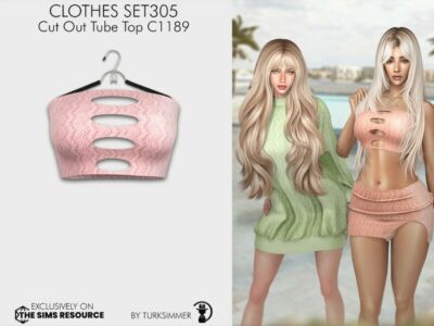 Clothes SET305 – CUT OUT Tube TOP C1189 By Turksimmer Sims 4 CC