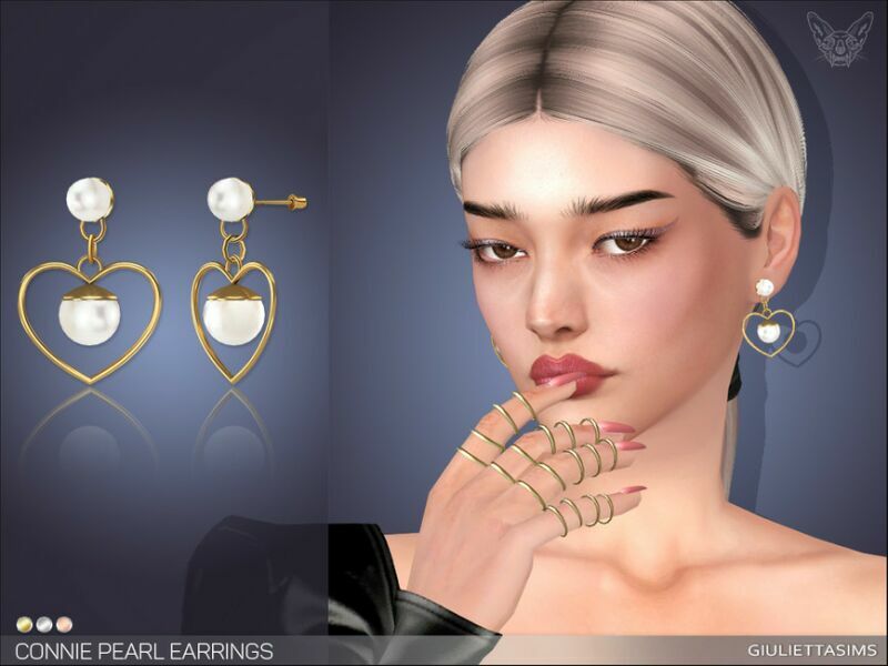 Connie Pearl Earrings By Feyona Sims 4 CC