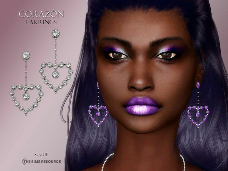 Corazon Earrings By Suzue Sims 4 CC