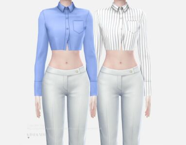 Crop Shirt TOP By Charonlee Sims 4 CC