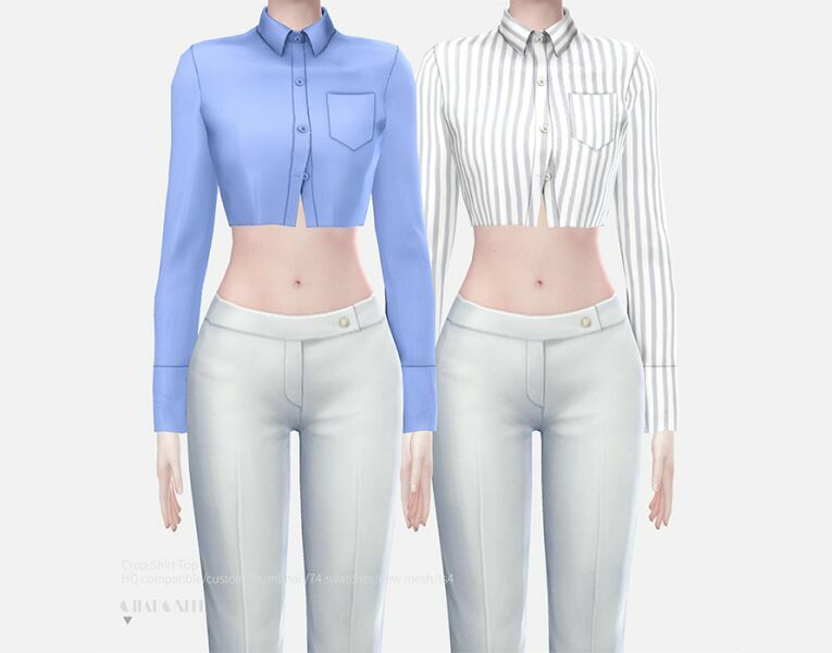 Crop Shirt TOP By Charonlee Sims 4 CC