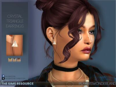 Crystal Triangle Earrings By Playerswonderland Sims 4 CC