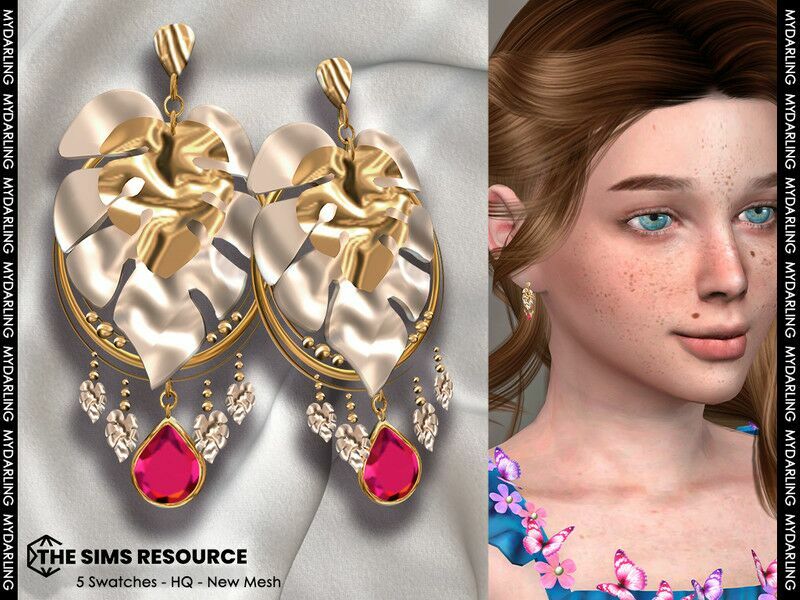 Cute Leaf Earring Child Version By Mydarling20 Sims 4 CC