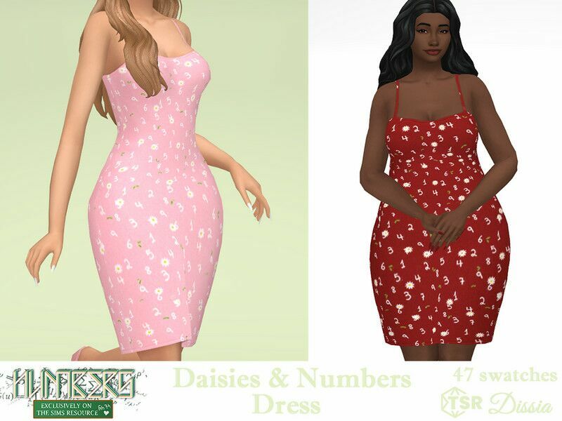 Daisies And Numbers Dress Sims 4 CC