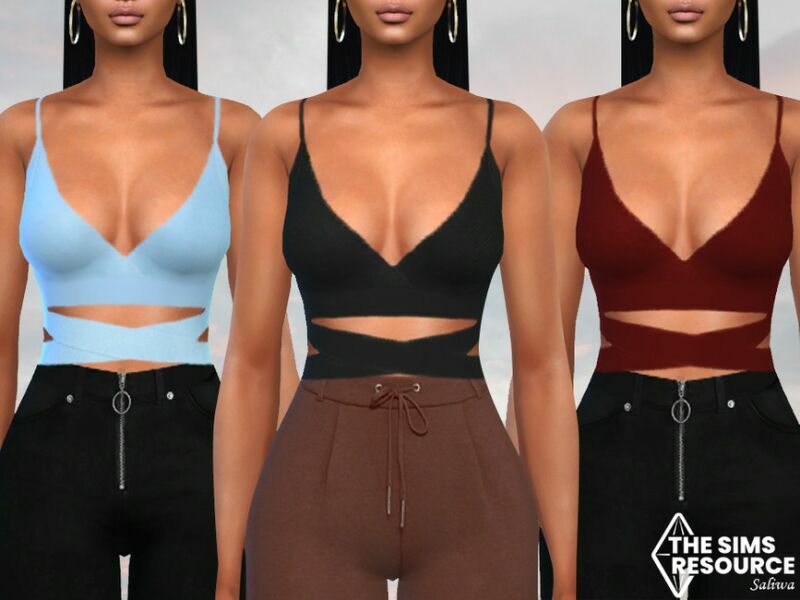 Deep Neck Bralet Tops By Saliwa Sims 4 CC