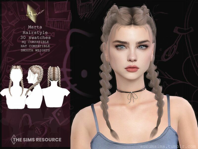 Double Braided Hairstyle – Marta By Aurummusik Sims 4 CC