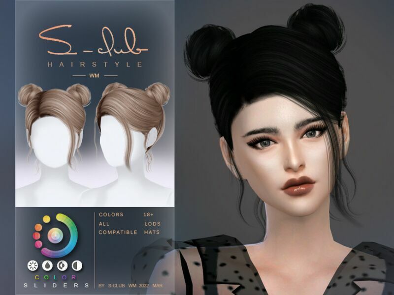 Double Buns Hairstyle (Yoyo) By S-Club By S-Club Sims 4 CC