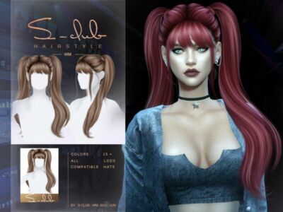 Double Ponytail Hairstyle(Harleen) By S-Club Sims 4 CC