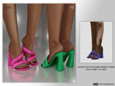 Double Strap Triangle Heeled Mules S07 By Mermaladesimtr Sims 4 CC