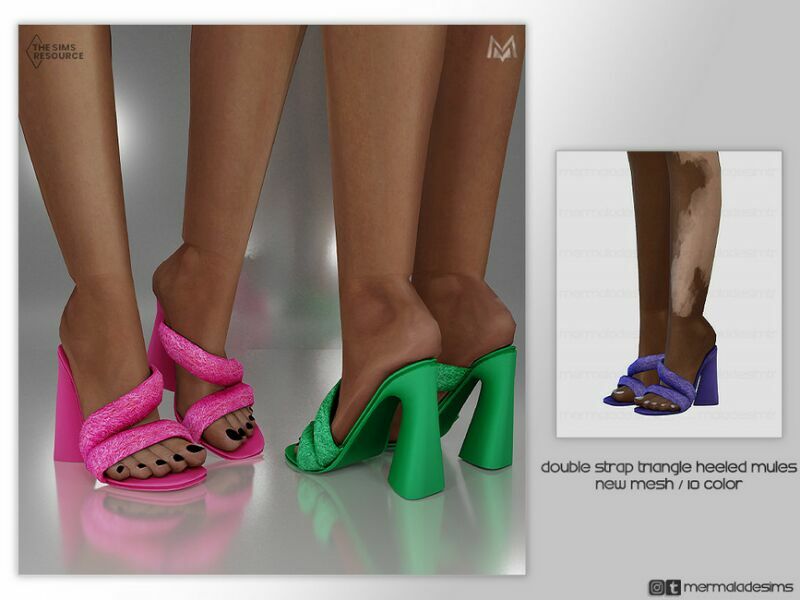 Double Strap Triangle Heeled Mules S07 By Mermaladesimtr Sims 4 CC