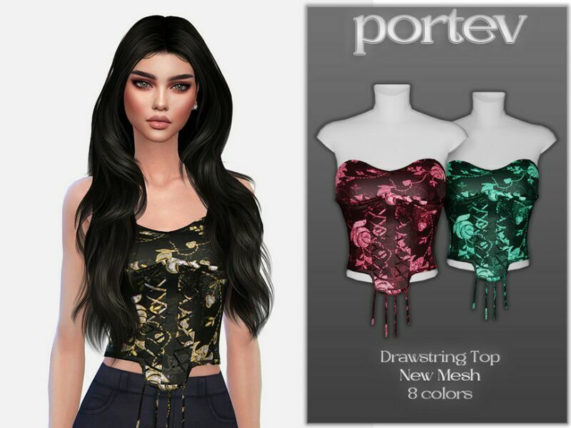 Drawstring TOP By Portev Sims 4 CC