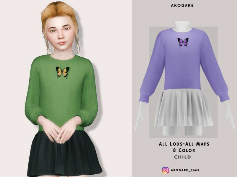 Dress NO.195 By _Akogare_ Sims 4 CC