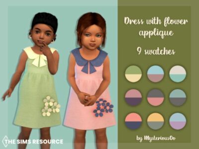 Dress With Flower Applique By Mysteriousoo Sims 4 CC