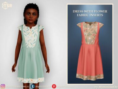 Dress With Flower Fabric Inserts Sims 4 CC