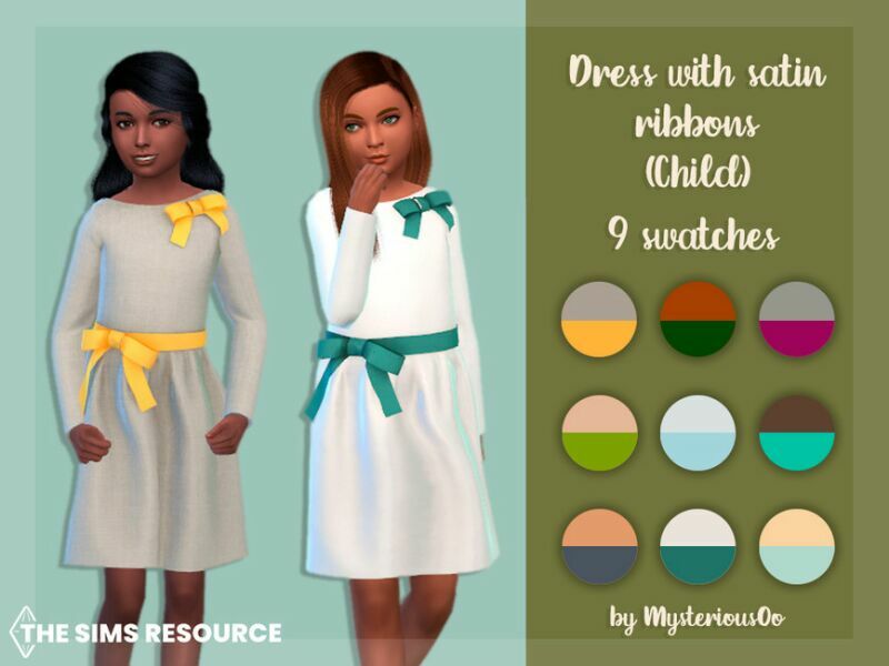 Dress With Satin Ribbons Child By Mysteriousoo Sims 4 CC