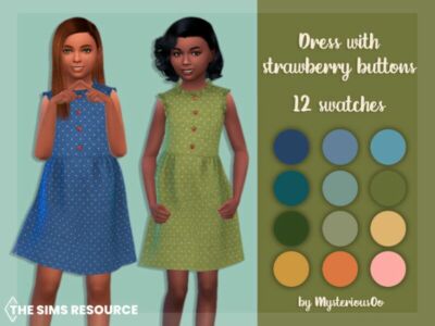 Dress With Strawberry Buttons By Mysteriousoo Sims 4 CC