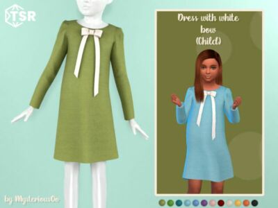 Dress With White BOW Child By Mysteriousoo Sims 4 CC