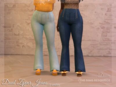 Dual Zipper Jeans By Dissia Sims 4 CC