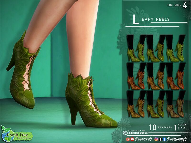 Earth DAY Leafy Heels By Mazero5 Sims 4 CC