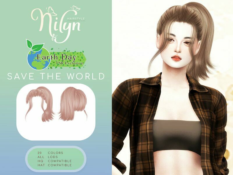 Earth DAY Save The Wolrd Hair By Nilyn Sims 4 CC