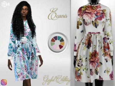 Ecaeris – Vintage Dress By Garfiel Sims 4 CC