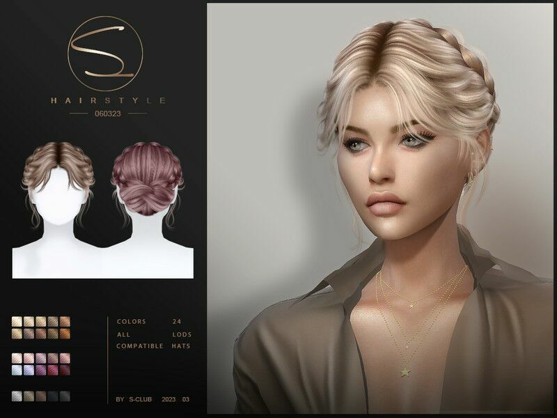 Elegant Updo Hairstyle… By S-Club Sims 4 CC