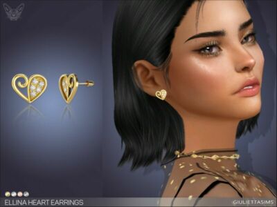 Ellina Heart Earrings By Feyona Sims 4 CC