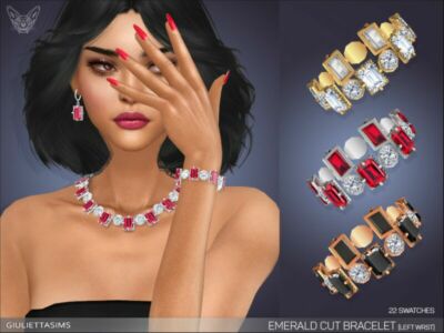 Emerald CUT Bracelet For Left Wrist By Feyona Sims 4 CC