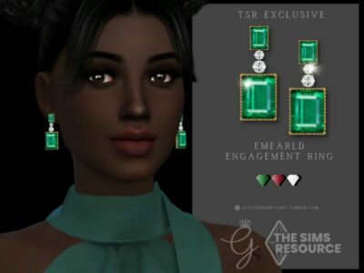 Emerald Engagement Earrings By Glitterberryfly Sims 4 CC