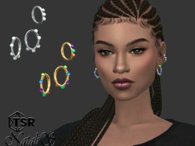 Enamel Dots Mini Hoop Earrings By Natalis Sims 4 CC