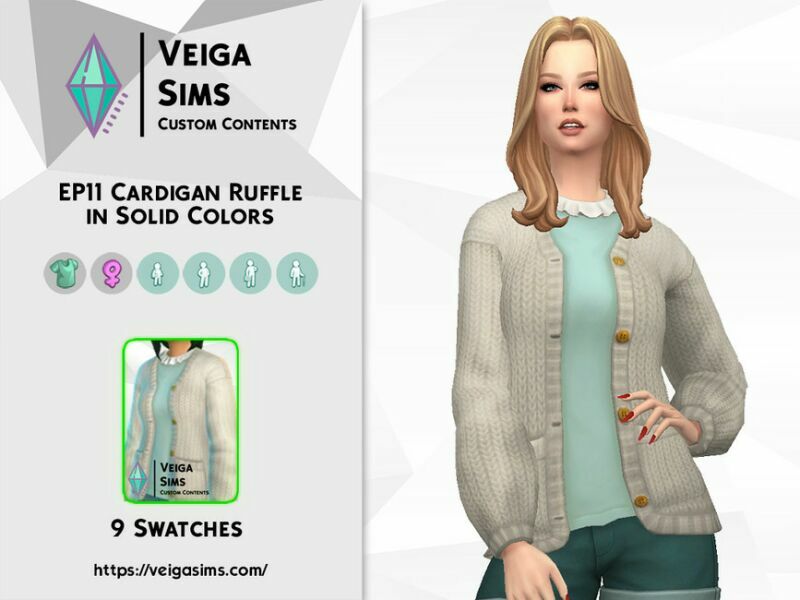 EP11 Cardigan Ruffle In Solid Colors Sims 4 CC