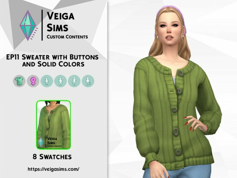 sims 4 cc ep11 sweater with buttons and solid colors 2