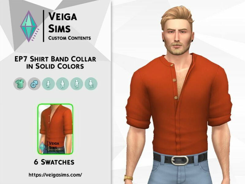 EP7 Shirt Band Collar In Solid Collors Sims 4 CC