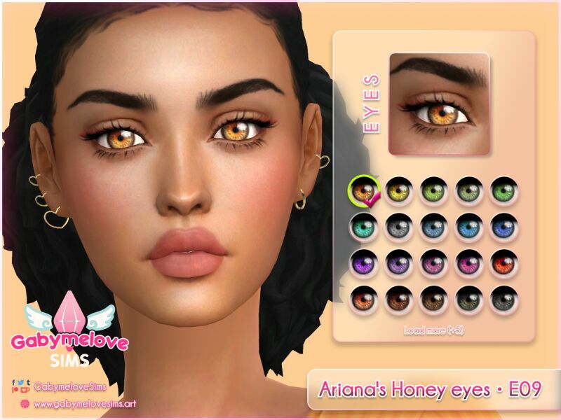 EYE Colors: Ariana’S Honey Eyes • E09, Contact Lenses Sims 4 CC