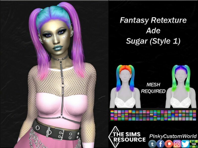 Fantasy Retexture Of Sugar (Style1) Hair By ADE By Pinkycustomworld Sims 4 CC