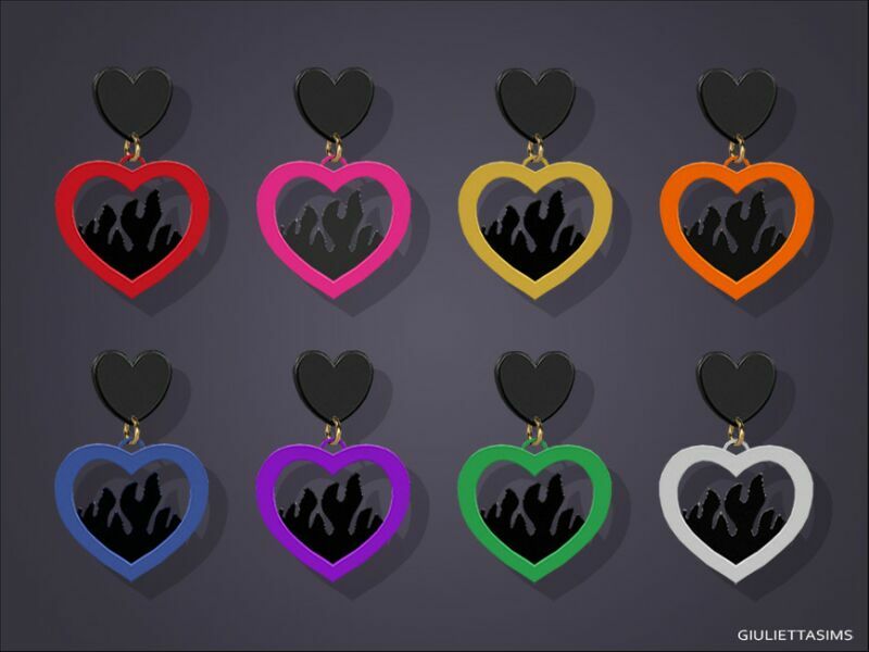 sims 4 cc flaming heart earrings by feyona 2