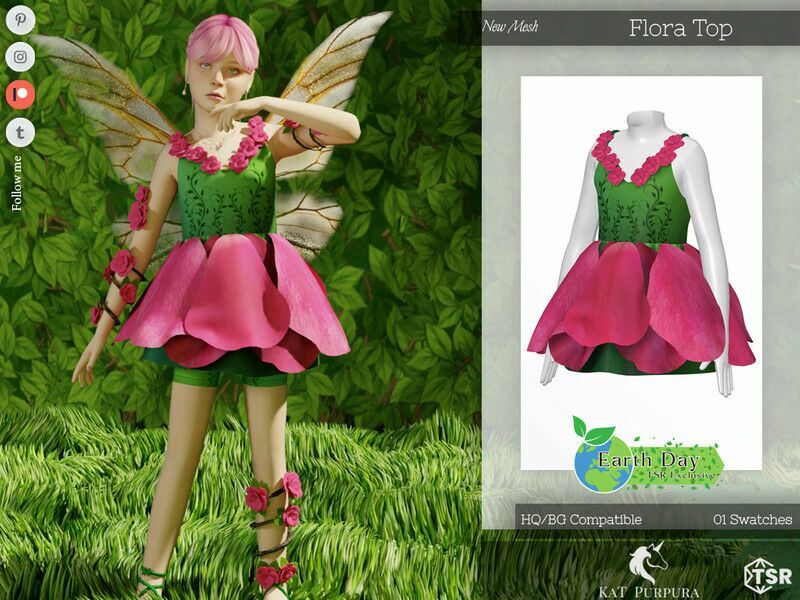 Flora TOP By Katpurpura Sims 4 CC