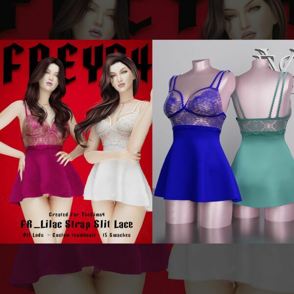 Fr_Lilac Strap Slit Lace By Freys4 Sims 4 CC