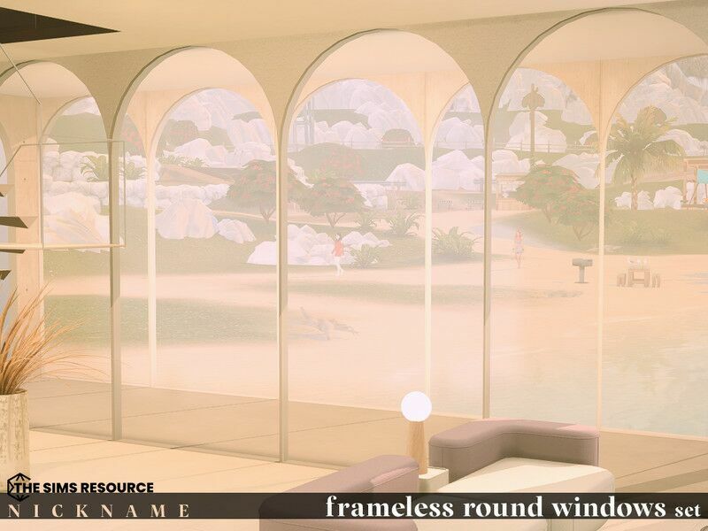 Frameless Round Windows SET Sims 4 CC