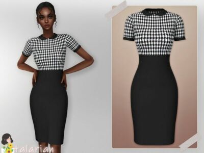 / Genevieve Dress Houndstooth Sims 4 CC