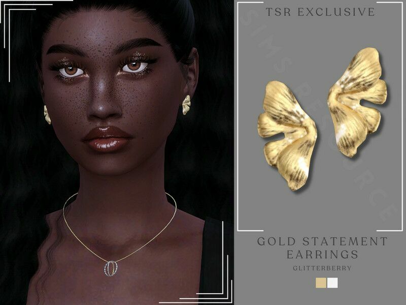 Gold Statement Earrings Sims 4 CC