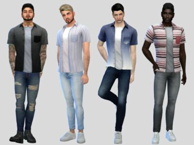 Gradient Stripes Shirt Sims 4 CC